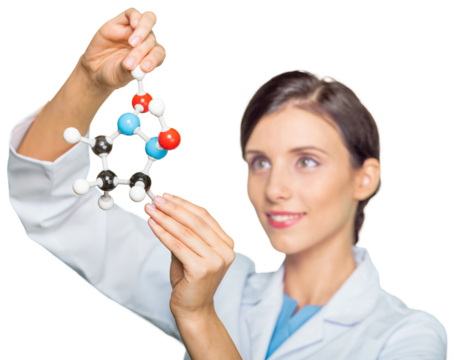 Female Scientist Holding a Molecular Structure