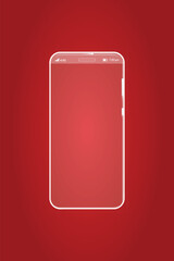 smart phone white line art in red background