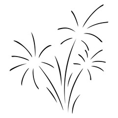 Fireworks. Flying sparks from pyrotechnics. Sketch. Vector illustration. Exploding fireworks for a festive event. Outlines on an isolated background. Doodle style. Idea for web design.