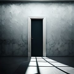 empty room with a door and a wall background