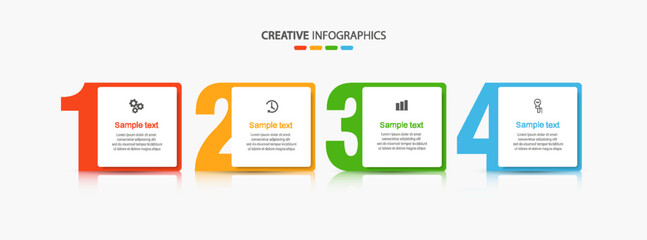 Infographics number options template with  4 steps . Can be  used for workflow layout, diagram, business  options, banner, web design