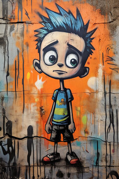 Comics drawing character, graffiti street art