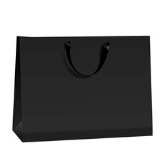 Black paper bag and black handle realistic vector design. Blank logo for insert your Branding. You can used for Marketing online, sales, presentations layout, advertising, promotion, shopping, print a