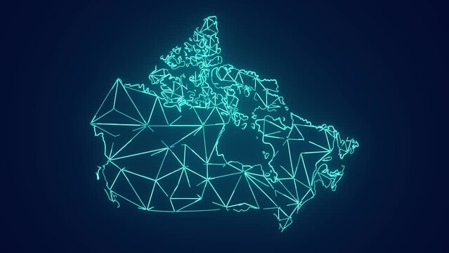 canada country map geographic interconnecting communication technology animation