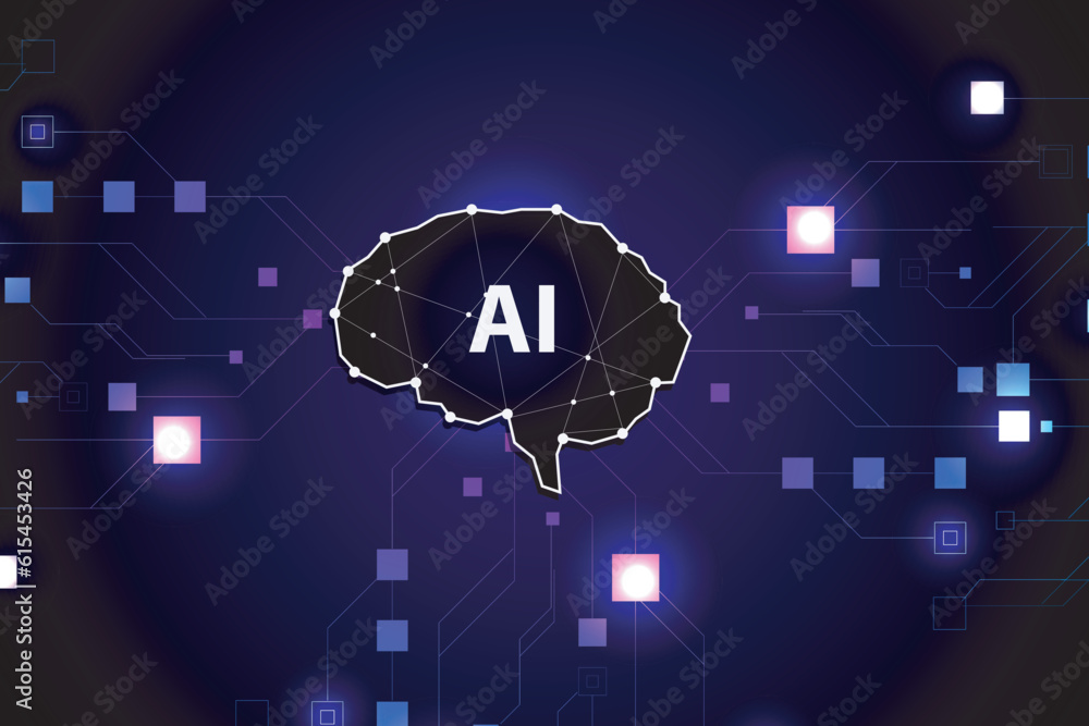 Poster abstract polygonal human brain. low poly wire frame vector illustration on a dark background suitabl