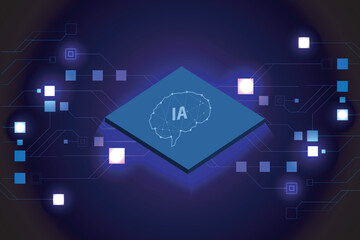 Naklejka premium Abstract polygonal human brain. Low poly wire frame vector illustration on a dark background suitable for visualization of artificial intelligence technology