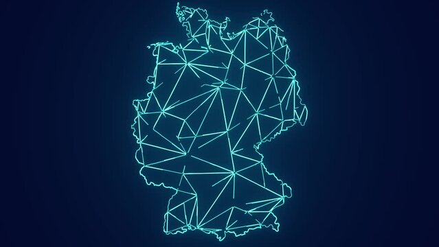 Germany country map geographic interconnecting communication technology animation