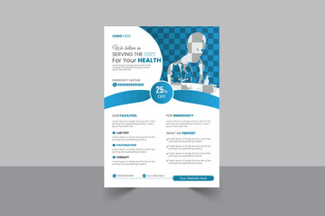 Corporate healthcare and medical cove a4 flyer design template for print