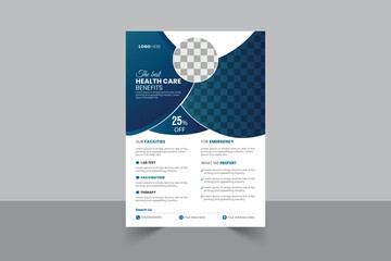 Corporate healthcare and medical cove a4 flyer design template for print