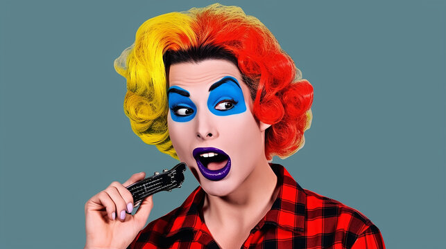 homem rbg colorido arte pop c&ocirc;mica, colorido e engra&ccedil;ado