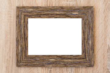 Fototapeta premium Blank wooden picture frame on the wood background
