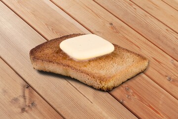 Slice of Toasted Tasty Bread With Melting Butter
