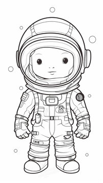 lindo desenho astronauta  sem cor para as crianças colorirem