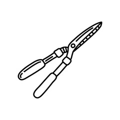Hedge shears doodle. Pruners sketch. Gardening icon