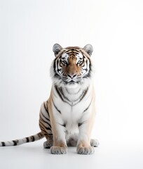Obraz premium Majestic Minimalistic Tiger Portrait: The Elegance of the Wild. Generative AI