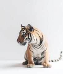 Obraz premium Majestic Minimalistic Tiger Portrait: The Elegance of the Wild. Generative AI
