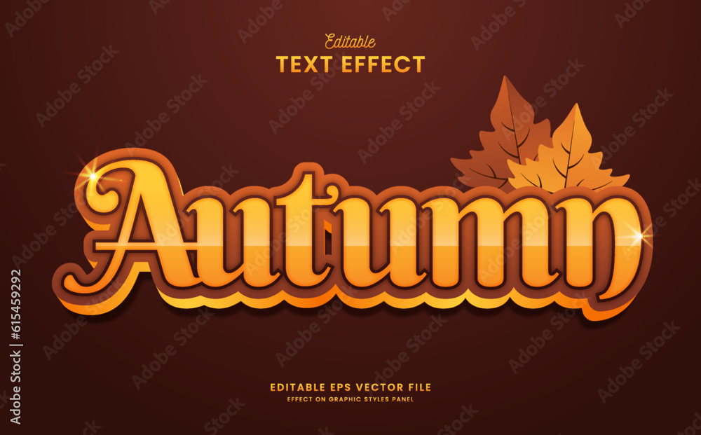 Poster decorative autumn editable text effect vector design
