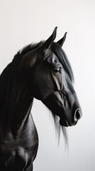 Elegant Grace: Minimalistic Portrait of a Majestic Horse. Generative AI.