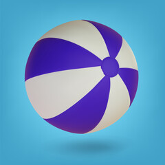 3d vector beach ball on blue background