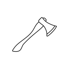  axe editable doodle hand drawn icon. An axe for camping, hiking, local tourism illustration