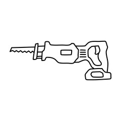 Sabre saw icon. Reciprocating doodle, outline, and outline style