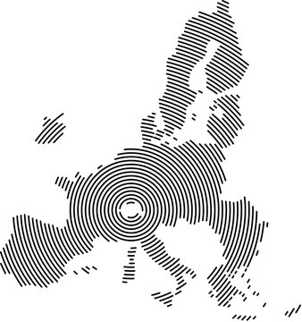 European Union, map country from futuristic concentric black circles