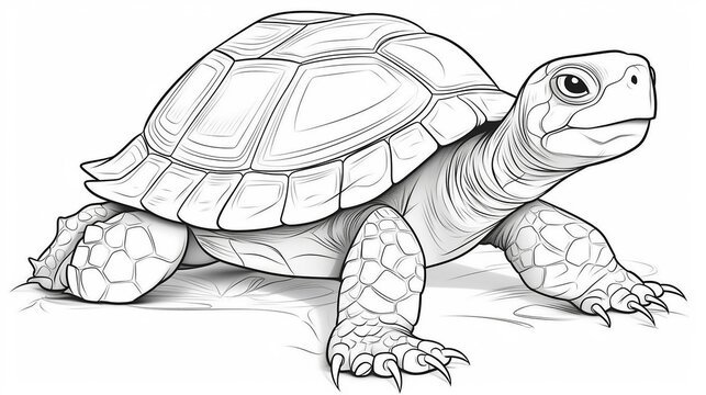 desenho de tartaruga sem cor para crianças colorir,