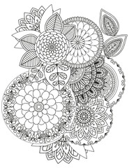 Flower meadow coloring page for children and adults.