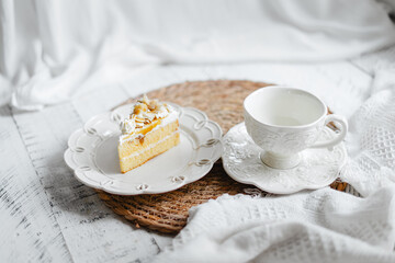 Morning cake and milk coffee