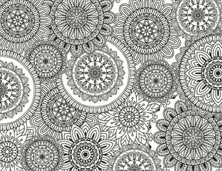 Flower meadow coloring page for children and adults.