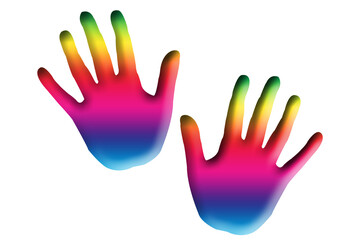 Hands with rainbow colors on a white background. illustration. transparent background. png format