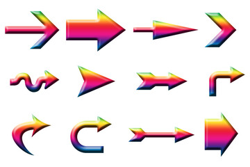 Set of colorful arrows. illustration isolated on a transparent background. png format