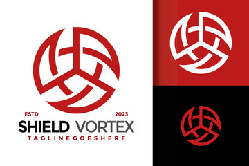 Shield vortex logo vector icon illustration