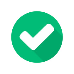 Check mark green tick in circle. accept, right concept. Acceptance of voting results.