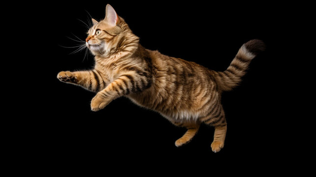 Cat Doing Jump Isolated Background