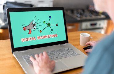 Fototapeta na wymiar Digital marketing concept on a laptop