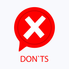 Obraz premium Cross Mark with Don'ts. Negative denial, restriction symbol, prohibition indication, disapproval emblem, forbidden activities, restricted actions. Vector line icon for Business