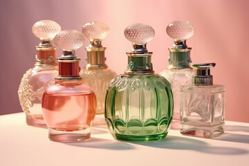 Obraz na płótnie Canvas bottles of perfume sitting on top of a table