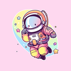 Space is depicted by an adorable cartoon astronaut