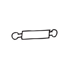 rolling pin. roll out. open. object. drawing. doodle. black lines. on a white background. vector