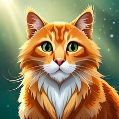 Fototapeta premium orange cat with green eyes