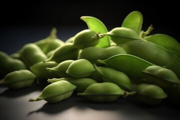 green peas in a pod. AI generated.