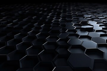 Naklejka premium Mystic Hexagons: Abstract Dark Background with Geometric Hexagonal Patterns, geometric, hexagon, abstract, dark background, pattern, design, shape, symmetry, 