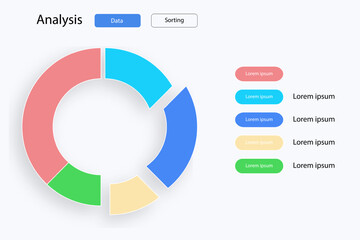 Circular Diagram. Pie chart, circular graph, graphical representation, data distribution, visual breakdown. Vector line icon for Business and Advertising
