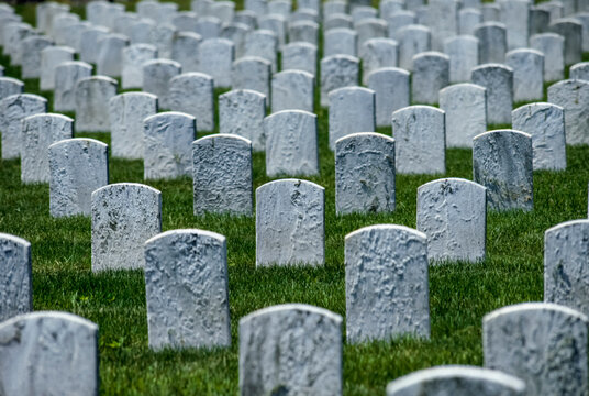 Lines of unmarked gravestones; San Diego, California, United States of America