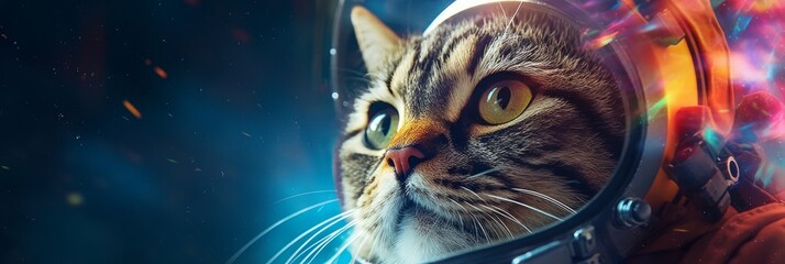 The astronaut cat soars through a vast galaxy. Exploring the wonders of space. Generative AI