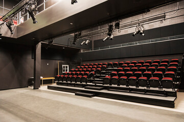 Theatre and stage lighting in a recently renovated and upgraded rural high school; Namao, Alberta, Canada