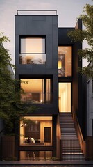 Amazing Shot of a Cubic Style Modern and Luxury House, Expensive house in the middle of the Vegetation. Generative AI