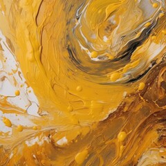A high resolution. Luxurious abstract fluid painting in alcohol ink technique, a mixture of black, gray and gold paints. Imitation of marble stone cut, luminous gold veins. Delicate and dreamy design