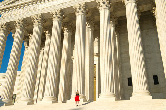 Teenage Girl At The U.S. Supreme Court In Washington, DC, USA; Washington, District Of Columbia, United States Of America